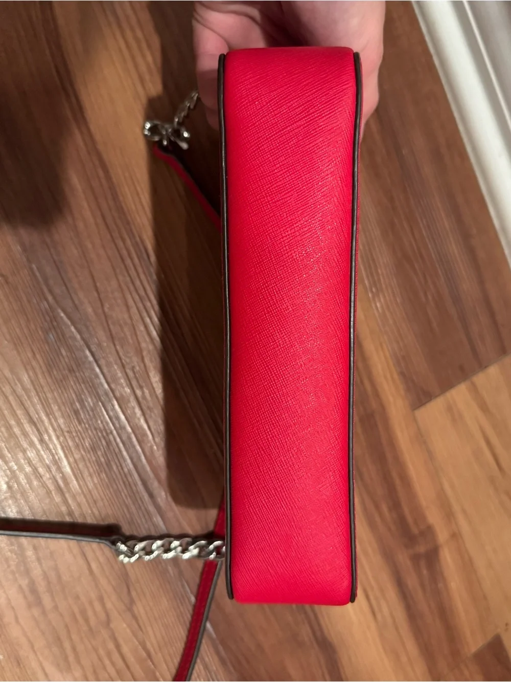 MICHAEL KORS Red Leather Chain-Trim Crossbody